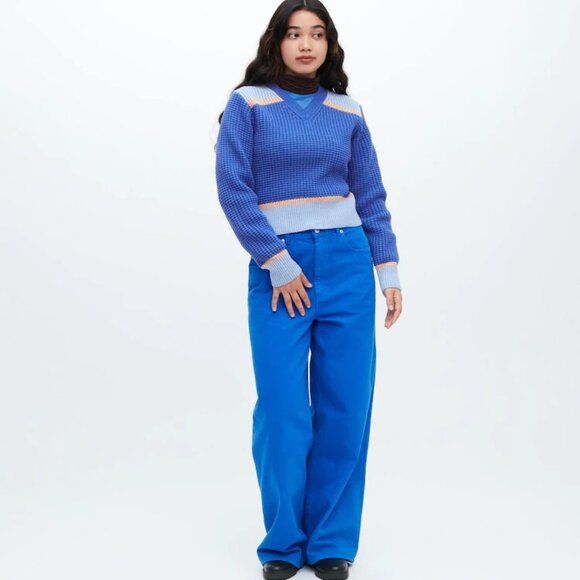 Marni Sweaters - Marni x Uniqlo 💙 Popcorn Knitted Long Sleeve V Neck Sweater